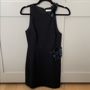 Halston Heritage Blk Asymmetrical Mini Dress sz 2